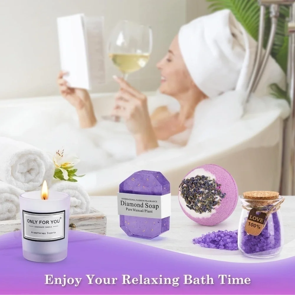 Relaxing Bath Soap, Bath Salt Tumbler Gift Set with Card